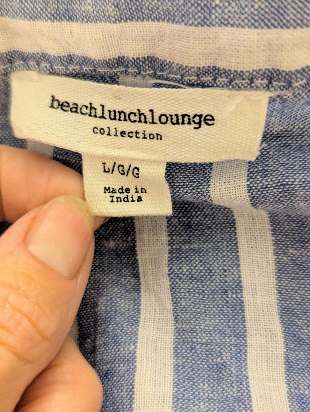 Beach Lunch Lounge Blue and White Striped Button-Front Dress Size Large - Picture 2 of 7